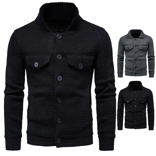 autumn sweater men's wool knitting solid lapel single greasted pocket decor thicken warm casual male coat, White;black
autumn sweater men's wool knitting solid lapel single greasted pocket decor thicken warm casual male coat, White;black