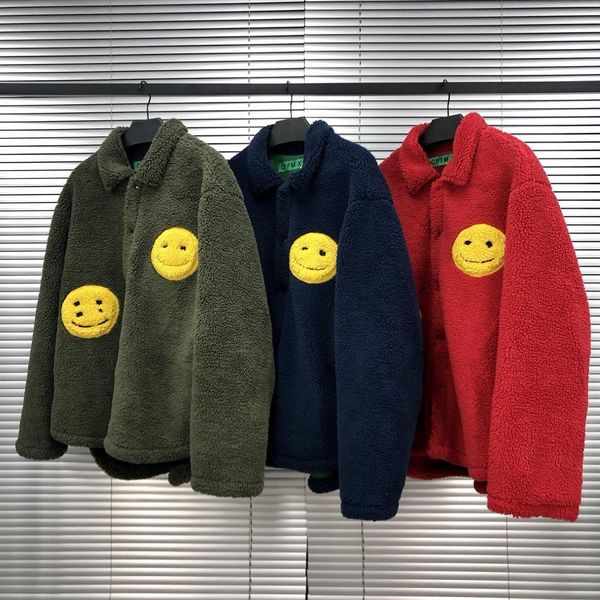 warm fleece outerwear, smiley face lamb lapel jacket outerwear for men and women, Black
warm fleece outerwear, smiley face lamb lapel jacket outerwear for men and women, Black