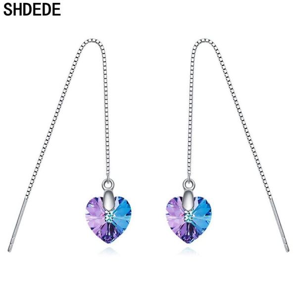 shdede 925 sterling silver long chain earrings embellished with crystals from drop ear jewelry korean heart pendant
shdede 925 sterling silver long chain earrings embellished with crystals from drop ear jewelry korean heart pendant