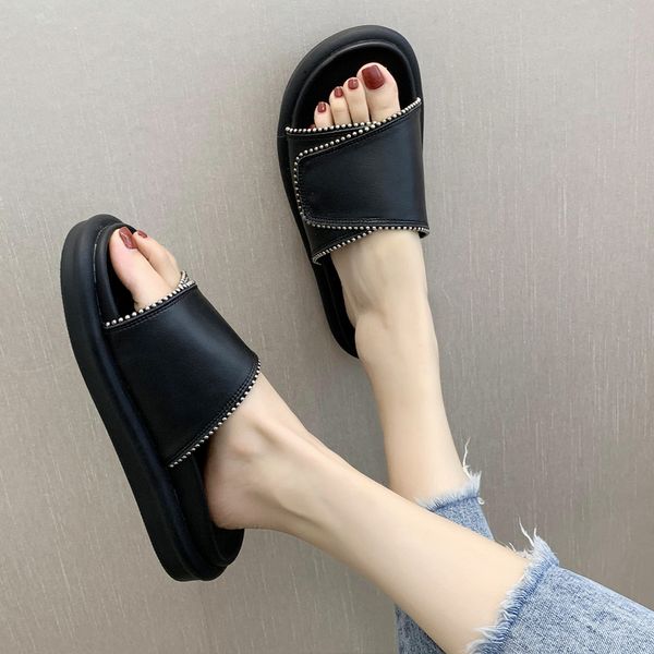wear ins cool slipper 2020 new women's korean comfortable one character slipper women's muffin heel middle heel slipper x1020, Black
wear ins cool slipper 2020 new women's korean comfortable one character slipper women's muffin heel middle heel slipper x1020, Black