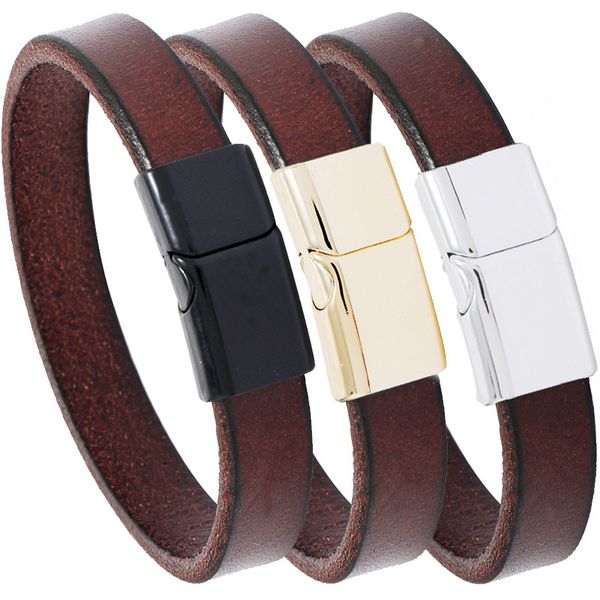 brown literature and art men's and women's leisure multicolor alloy magnet buckle smooth face forest series simple leather bracele, Silver
brown literature and art men's and women's leisure multicolor alloy magnet buckle smooth face forest series simple leather bracele, Silver