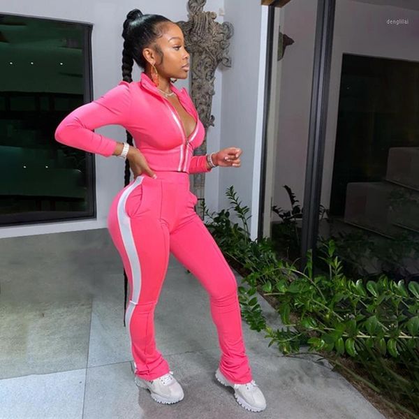 long sleeve jacket two piece outfits crop and flare pants sports casual tracksuit 2 pc set for women1, Gray
long sleeve jacket two piece outfits crop and flare pants sports casual tracksuit 2 pc set for women1, Gray