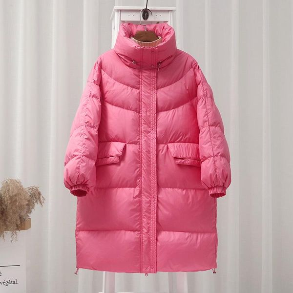 2021 new stand collar down jacket women's mid winter long korean thickened loose white duck down over knee warm jacket, Black
2021 new stand collar down jacket women's mid winter long korean thickened loose white duck down over knee warm jacket, Black