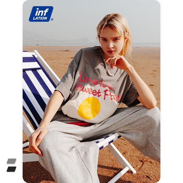inf men's clothing | 2021 spring and summer new product creative abstract fried egg letter printing casual oversized versatile t-shirt, White
inf men's clothing | 2021 spring and summer new product creative abstract fried egg letter printing casual oversized versatile t-shirt, White