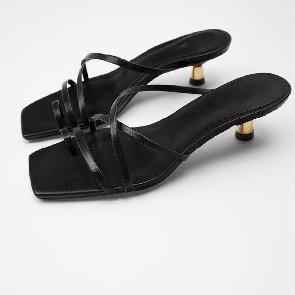 sandals low heel sandal women's summer footwear 2021 square head cat black