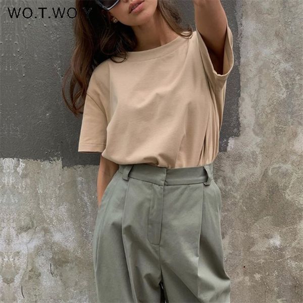 wotwoy summer knitted basic solid t-shirt women casual cotton short sleeve tee-shirts female fashion s-xl 220314, White
wotwoy summer knitted basic solid t-shirt women casual cotton short sleeve tee-shirts female fashion s-xl 220314, White
