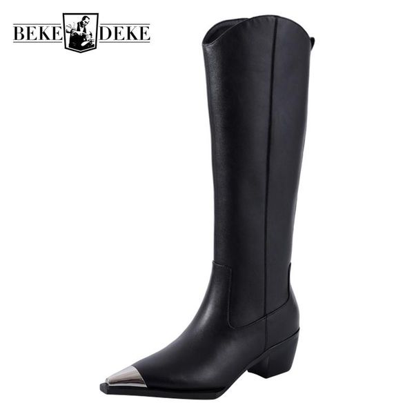 genuine leather womens square toe knee high boots square heel cowhide height increasing slip-on rubber sole winter warm boots, Black
genuine leather womens square toe knee high boots square heel cowhide height increasing slip-on rubber sole winter warm boots, Black