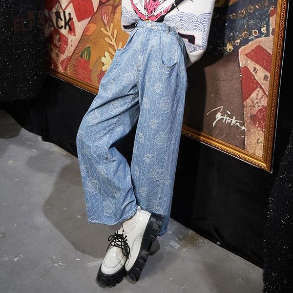 women's jeans elfsack rose embroidery high waist washed casual wide leg women,2021 autumn elf pure korean ladies,daily denim trousers, Blue
women's jeans elfsack rose embroidery high waist washed casual wide leg women,2021 autumn elf pure korean ladies,daily denim trousers, Blue