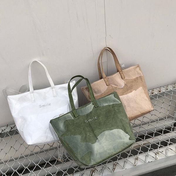 vintage kraft paper shopping bag women pvc clear double transparent purses handbag designer waterproof causal totes shoulder bag
vintage kraft paper shopping bag women pvc clear double transparent purses handbag designer waterproof causal totes shoulder bag