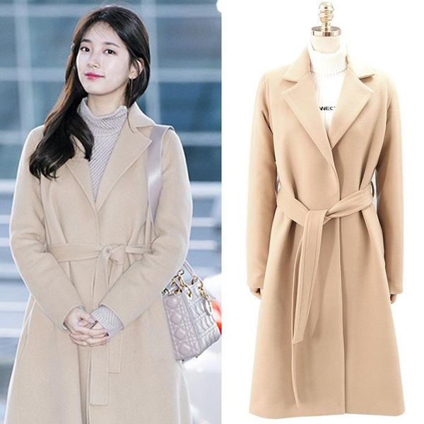 women's wool & blends casual slim long winter fashion coats turn-down collar blend coat and jacket zipper sashes femenino, Black
women's wool & blends casual slim long winter fashion coats turn-down collar blend coat and jacket zipper sashes femenino, Black