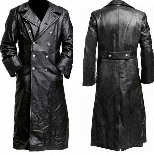 vintage pu leather jacket man winter buttons long trench men's business outerwear fashion premium officer coat black1, Black
vintage pu leather jacket man winter buttons long trench men's business outerwear fashion premium officer coat black1, Black