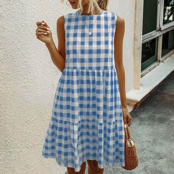 women dresses plaid sleeveless summer casual sundress a line loose swing dress holiday beach party dress women sundress 2021, Black;gray
women dresses plaid sleeveless summer casual sundress a line loose swing dress holiday beach party dress women sundress 2021, Black;gray