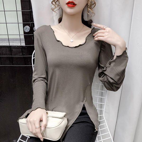 2020 # с длинными рукавами футболки женщины slim fit весна одежда новый стиль западный стиль оборками base рубашка щелевая ключицы tops, White
2020 # с длинными рукавами футболки женщины slim fit весна одежда новый стиль западный стиль оборками base рубашка щелевая ключицы tops, White
