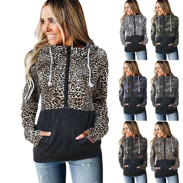 women's hoodies & sweatshirts zebra print patchwork hooded sweatshirt women drawstring long sleeve neckline zipper hoodie autumn pocket, Black
women's hoodies & sweatshirts zebra print patchwork hooded sweatshirt women drawstring long sleeve neckline zipper hoodie autumn pocket, Black
