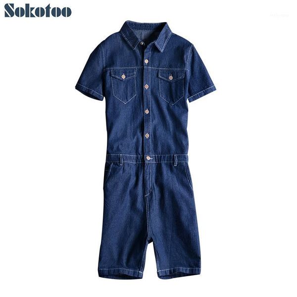 sokotoo men's short sleeve slim denim jumpsuits casual black blue shorts youth jeans1 men's jeans
sokotoo men's short sleeve slim denim jumpsuits casual black blue shorts youth jeans1 men's jeans