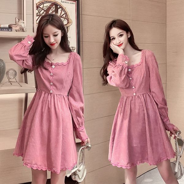 pink dress dress autumn 2020 elegant korean style new women's square collar decorativelong sleeve waist skirt pzdo3, Black;gray
pink dress dress autumn 2020 elegant korean style new women's square collar decorativelong sleeve waist skirt pzdo3, Black;gray