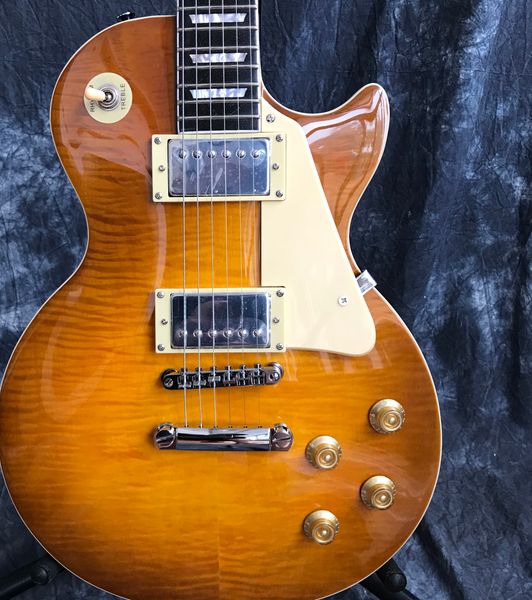 lp electric guitar body mahogany flame maple wood chrome hardware ebony fingerboard
lp electric guitar body mahogany flame maple wood chrome hardware ebony fingerboard