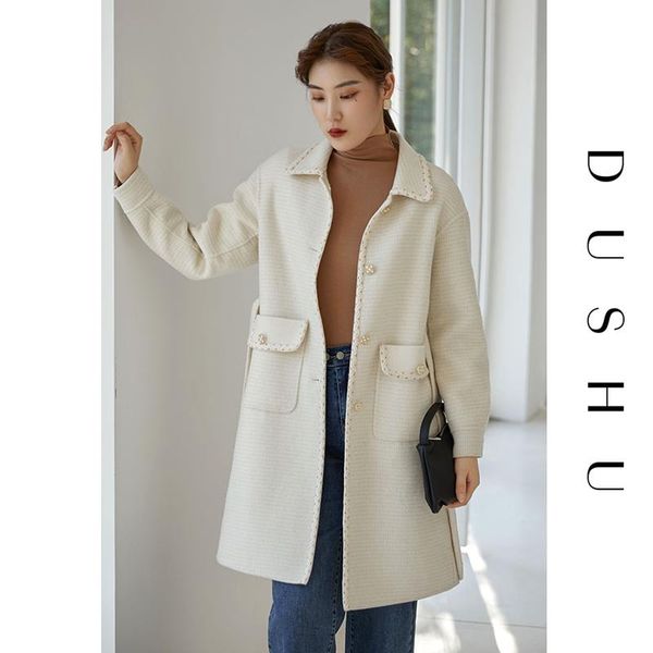 dushu plus size white long wool blend coat women embroidery belt casual winter coat female knitted vintage oversized jacket 2020, Black
dushu plus size white long wool blend coat women embroidery belt casual winter coat female knitted vintage oversized jacket 2020, Black