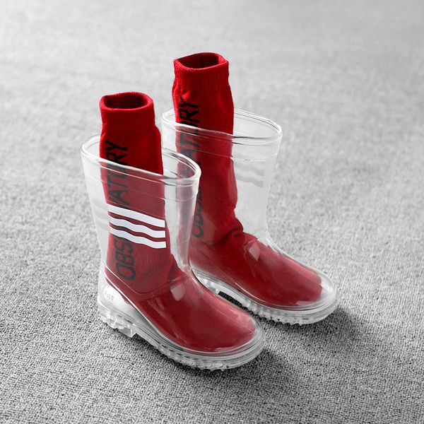 child children boys girls transparent waterproof shoes student rainboots baby infant toddler rain boots with socks non-slip, Black
child children boys girls transparent waterproof shoes student rainboots baby infant toddler rain boots with socks non-slip, Black