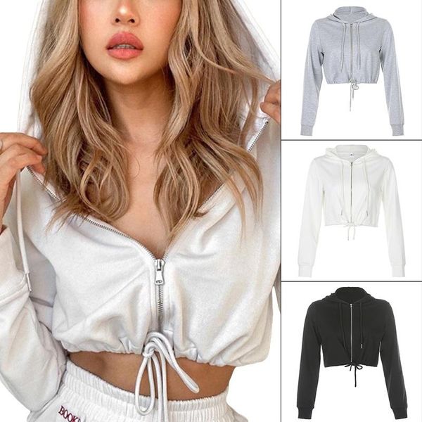 women's zip up drawstring hem crop hoodie slim fit long sleeve crop hooded sweatshirt top, Black;white
women's zip up drawstring hem crop hoodie slim fit long sleeve crop hooded sweatshirt top, Black;white