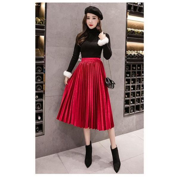 qrwr women skirt 2020 autumn winter solid color casual high waist pleated skirt elegant a line vintage long midi for women, Black
qrwr women skirt 2020 autumn winter solid color casual high waist pleated skirt elegant a line vintage long midi for women, Black