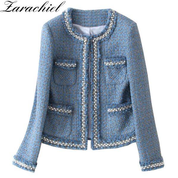 zarachiel blue tweed jacket coat autumn women's beading long sleeve woolen fringed trim tassels pearl pocket runway jacket 201029, Black;brown
zarachiel blue tweed jacket coat autumn women's beading long sleeve woolen fringed trim tassels pearl pocket runway jacket 201029, Black;brown