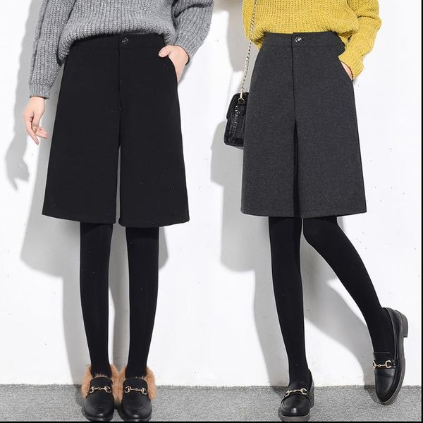 knee length new autumn winter wool women korean pockets high waist wide leg shorts femme casual loose boots shorts, White;black
knee length new autumn winter wool women korean pockets high waist wide leg shorts femme casual loose boots shorts, White;black
