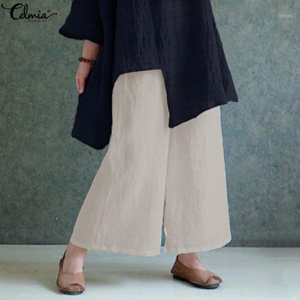 women's pants & capris fashion women wide leg 2021 celmia vintage summer casual long trousers loose elastic waist solid linen plus size, Black;white
women's pants & capris fashion women wide leg 2021 celmia vintage summer casual long trousers loose elastic waist solid linen plus size, Black;white