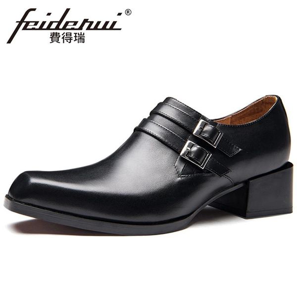 dress shoes vintage genuine leather formal men's monk strap footwear square toe handmade high heels man wedding party hqs348, Black
dress shoes vintage genuine leather formal men's monk strap footwear square toe handmade high heels man wedding party hqs348, Black