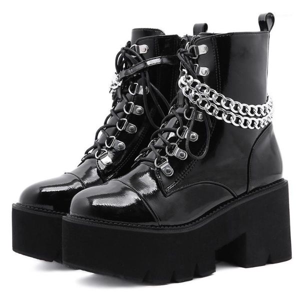 fanan gothic platform boots for women ankle booties with chunky heel chain zipper patent leather motorcycle boots black1, Black
fanan gothic platform boots for women ankle booties with chunky heel chain zipper patent leather motorcycle boots black1, Black