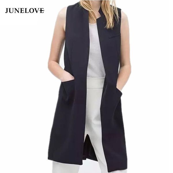 women's vests philosophy 2021 blazer casual vest waistcoat stand collar long suit female jacket coat black pockets office lady, Black;white
women's vests philosophy 2021 blazer casual vest waistcoat stand collar long suit female jacket coat black pockets office lady, Black;white
