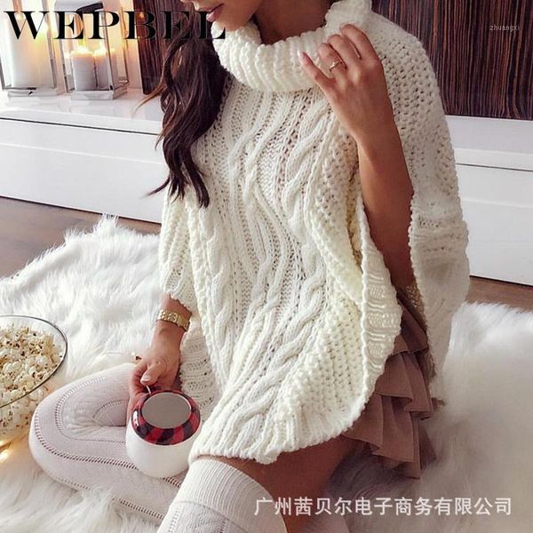 wepbel women's fashion knitted pullover sweater casual solid color turtleneck batwing sleeve sweater1, White;black
wepbel women's fashion knitted pullover sweater casual solid color turtleneck batwing sleeve sweater1, White;black