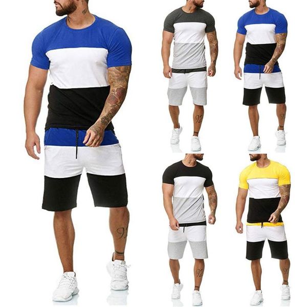 gym clothing 2021 mens summer sets tracksuits men patchwork casual short sleeve + shorts sports set male 2 pieces sweat suits, White;black
gym clothing 2021 mens summer sets tracksuits men patchwork casual short sleeve + shorts sports set male 2 pieces sweat suits, White;black