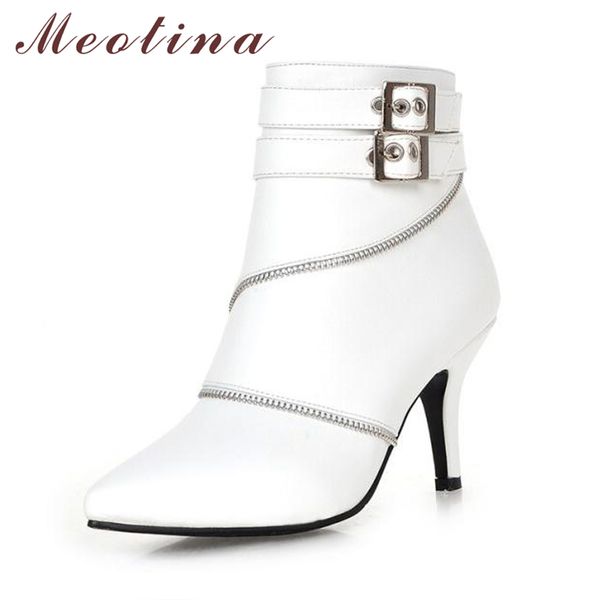 meotina women ankle pointed toe buckle high heel ladies winter boots apricot white plus size 42 43 botas mujer q1104, Black
meotina women ankle pointed toe buckle high heel ladies winter boots apricot white plus size 42 43 botas mujer q1104, Black