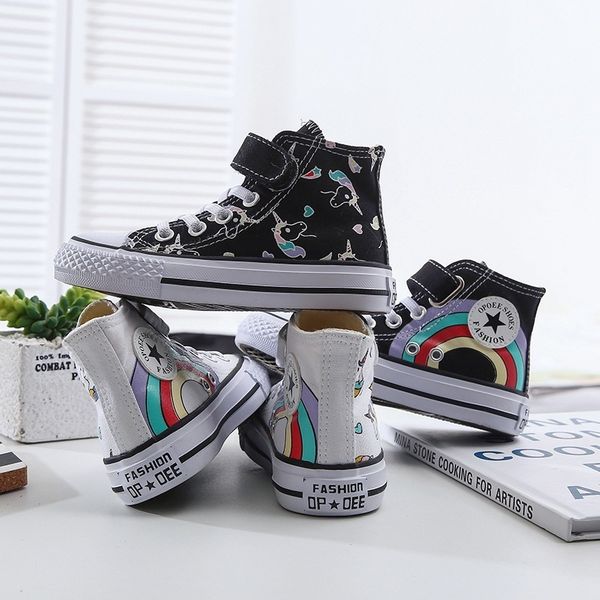 2020 swonco children's canvas boys shoes spring unicorn high white sneakers for girl casual, Black;red
2020 swonco children's canvas boys shoes spring unicorn high white sneakers for girl casual, Black;red