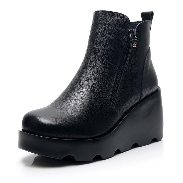 boots cowhide thick sole retro autumn women ankle comfort wedges high heel shoes woman winter warm snow, Black
boots cowhide thick sole retro autumn women ankle comfort wedges high heel shoes woman winter warm snow, Black