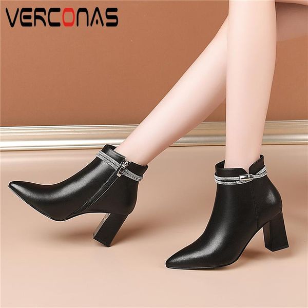 boots verconas concise elegant woman genuine leather ankle 2021 autumn winter narrow band shoes high heels zip, Black
boots verconas concise elegant woman genuine leather ankle 2021 autumn winter narrow band shoes high heels zip, Black