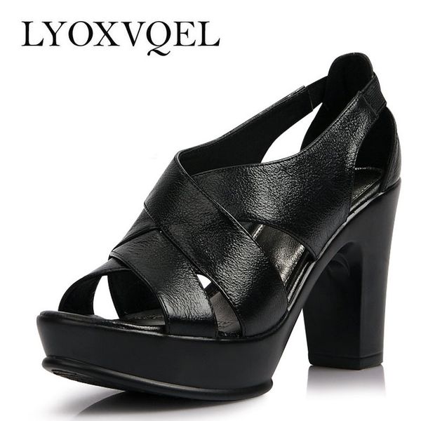 genuine leather thick high heels platform sandals rome style black sandals for women size 34-40 c051 y200405 
genuine leather thick high heels platform sandals rome style black sandals for women size 34-40 c051 y200405