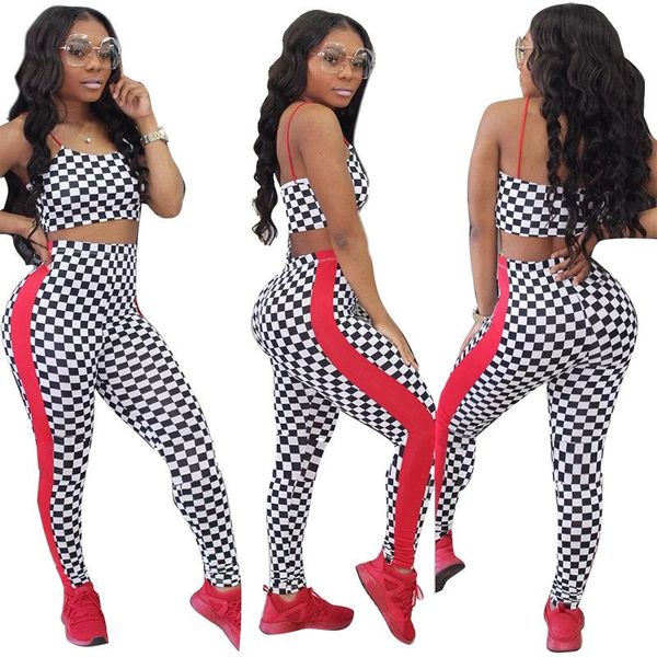 fashion fitness plaid tracksuit women two piece set spaghetti strap crop pencil pants leggings set bodycon slim suit, White
fashion fitness plaid tracksuit women two piece set spaghetti strap crop pencil pants leggings set bodycon slim suit, White