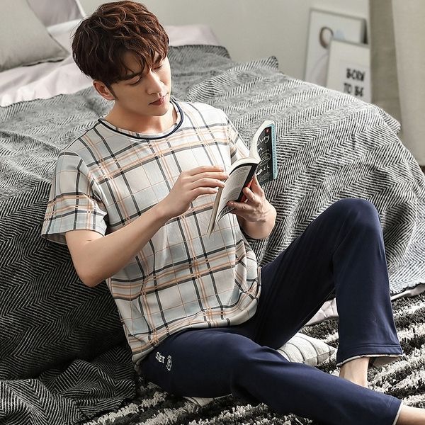 gray men sleep set pajamas suit nightwear cotton classic home clothing nightgown summer new homewear sleepwear pyjamas t200813, Black;brown
gray men sleep set pajamas suit nightwear cotton classic home clothing nightgown summer new homewear sleepwear pyjamas t200813, Black;brown