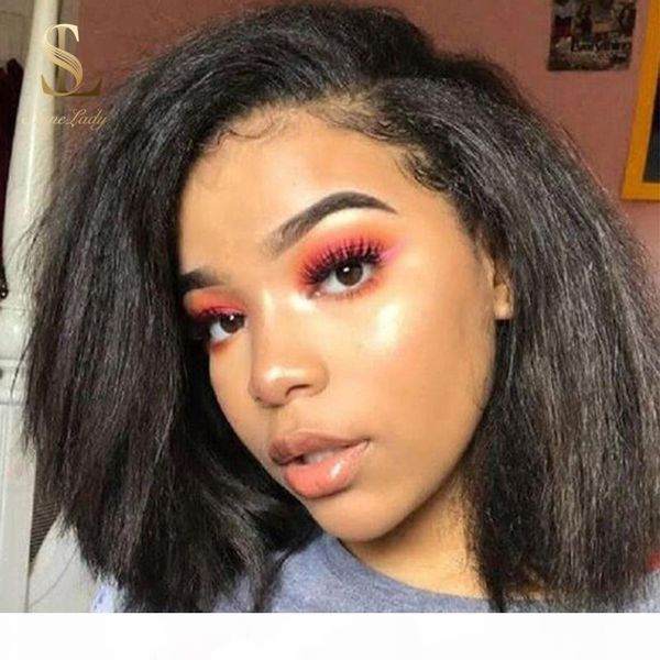 shinelady 13x4 lace front wigs remy hair kinky straight short bob wig 180 density pre-plucked brazilian human hair yaki wigs, Black;brown
shinelady 13x4 lace front wigs remy hair kinky straight short bob wig 180 density pre-plucked brazilian human hair yaki wigs, Black;brown