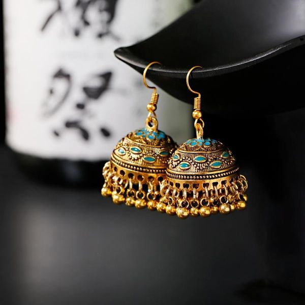 women's vintage ethnic green gypsy gold earrings boho jewelry retro bell tassel carved ladies jhumka earrings, Silver
women's vintage ethnic green gypsy gold earrings boho jewelry retro bell tassel carved ladies jhumka earrings, Silver