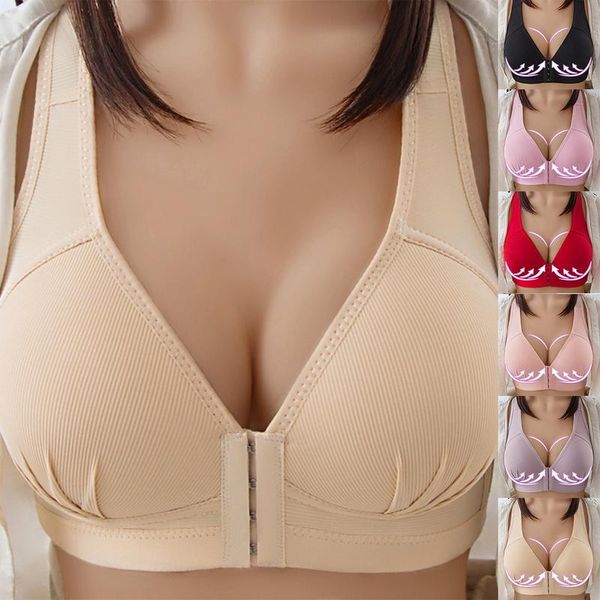 bras plus size push up bra front closure solid color brassiere wire bralette seamless for women, Red;black
bras plus size push up bra front closure solid color brassiere wire bralette seamless for women, Red;black