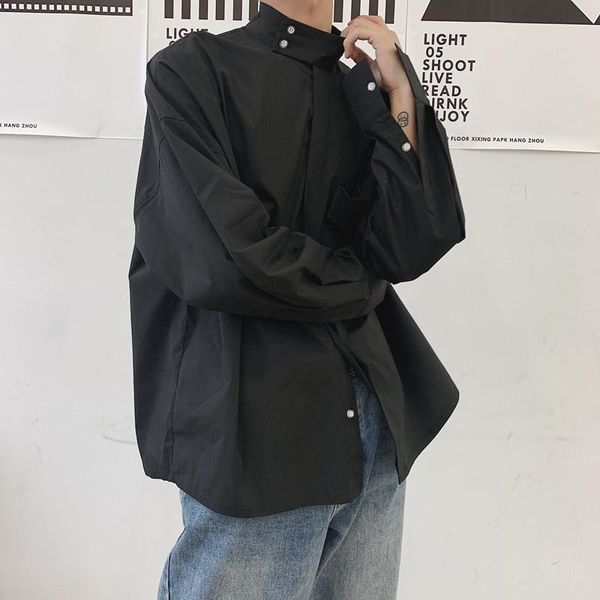 men's casual shirts 2021 spring and autumn small stand collar solid color loose long sleeve shirt fashion black / white blue, White;black
men's casual shirts 2021 spring and autumn small stand collar solid color loose long sleeve shirt fashion black / white blue, White;black