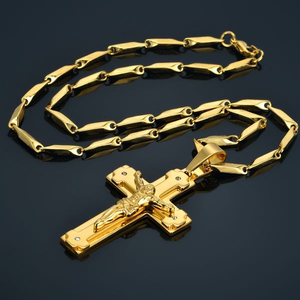 new necklace for men gold color necklace pendant men women jewelry stainless steel chain catholic jesus crucifixes, Silver
new necklace for men gold color necklace pendant men women jewelry stainless steel chain catholic jesus crucifixes, Silver