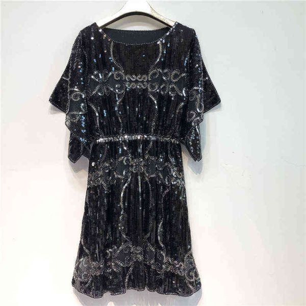 women's clothing casual dresses style temperament heavy industry nail bead embroidery sequin bat sleeve elastic waist dresses, Black;gray
women's clothing casual dresses style temperament heavy industry nail bead embroidery sequin bat sleeve elastic waist dresses, Black;gray