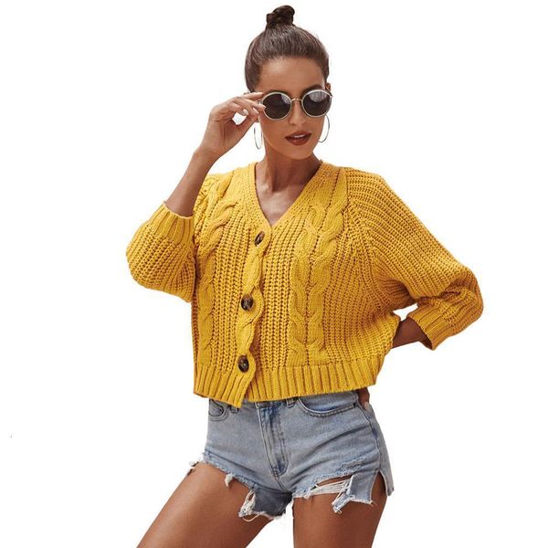 autumn women knitting sweater cardigan botton v neck long sleeve solid color loose short coat female sweater, White;black
autumn women knitting sweater cardigan botton v neck long sleeve solid color loose short coat female sweater, White;black