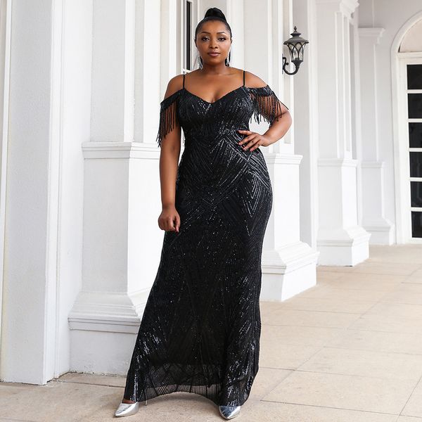 plus size mermaid evening dresses luxury bling sequins tassel v neck black formal party prom dress robe de mariée in stock, Black;red
plus size mermaid evening dresses luxury bling sequins tassel v neck black formal party prom dress robe de mariée in stock, Black;red