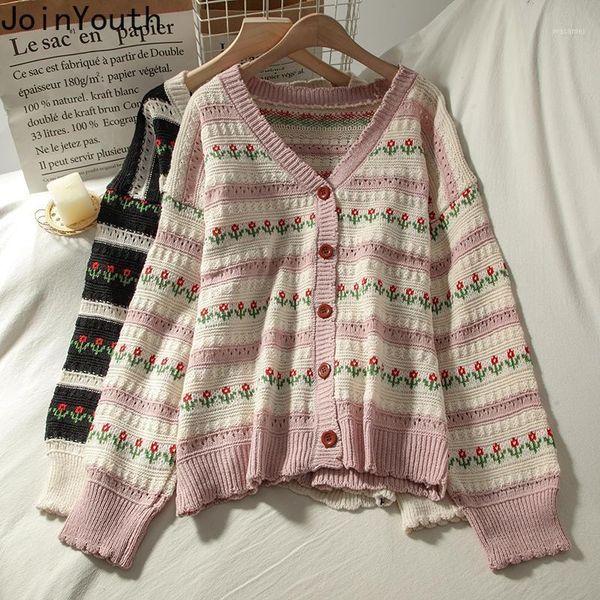 joinyouth korean jacquard cardigan casual knitted sweater women weater v-neck oversized loose striped coat ladies 7a10621, White
joinyouth korean jacquard cardigan casual knitted sweater women weater v-neck oversized loose striped coat ladies 7a10621, White