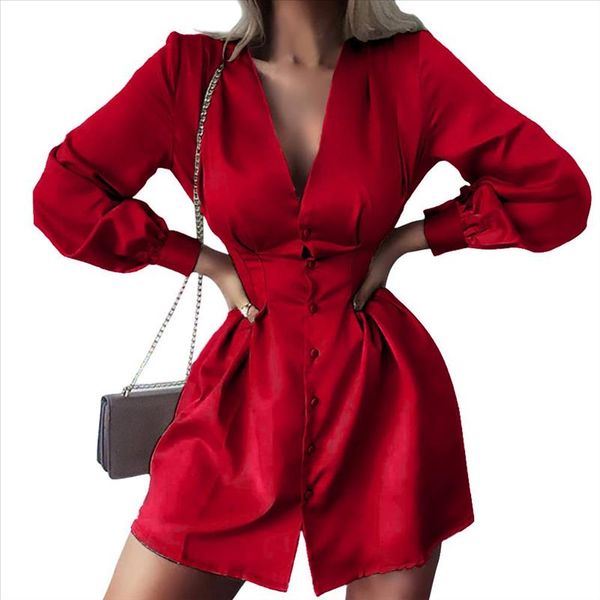 women autumn solid color v neck long sleeve single breasted shirt dress drop shipping good quality, Black;gray
women autumn solid color v neck long sleeve single breasted shirt dress drop shipping good quality, Black;gray